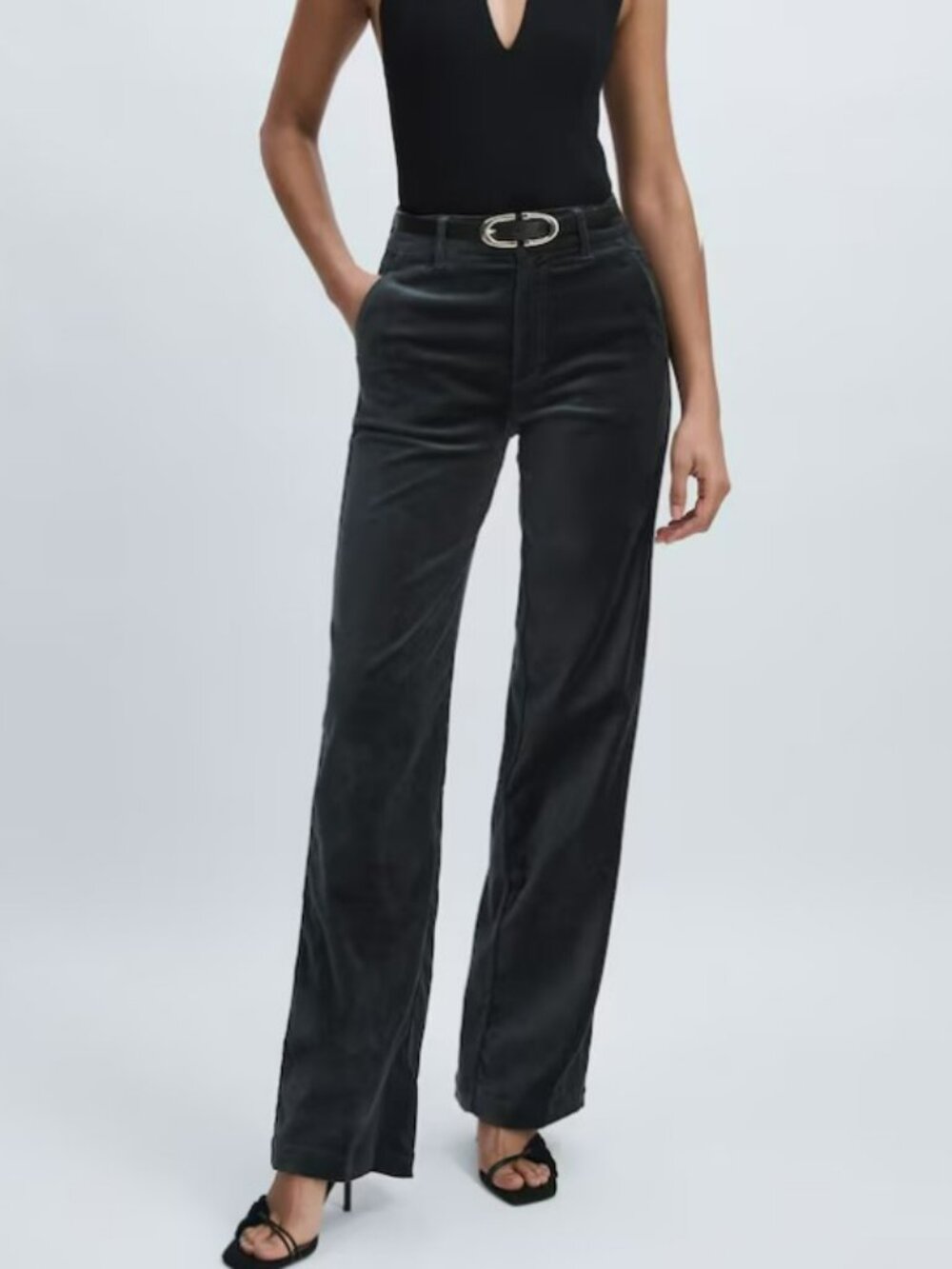 PAIGE Sasha Velvet Wide Leg Trousers/Pants Calico Blue Size 25 (blazer avail)